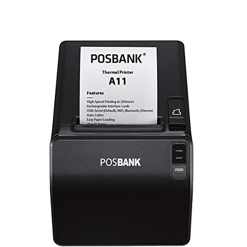 POSBANK A11 80mm Thermal Printer (USB+Etnernet+Serial, 250mm/Sec, Black) 1 Year Warranty